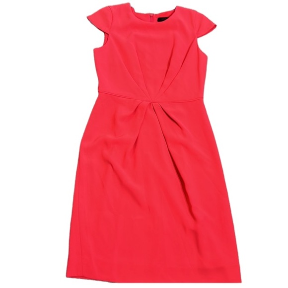 J crew pleated front knee high sheath pink dress size 4 - Picture 2 of 8